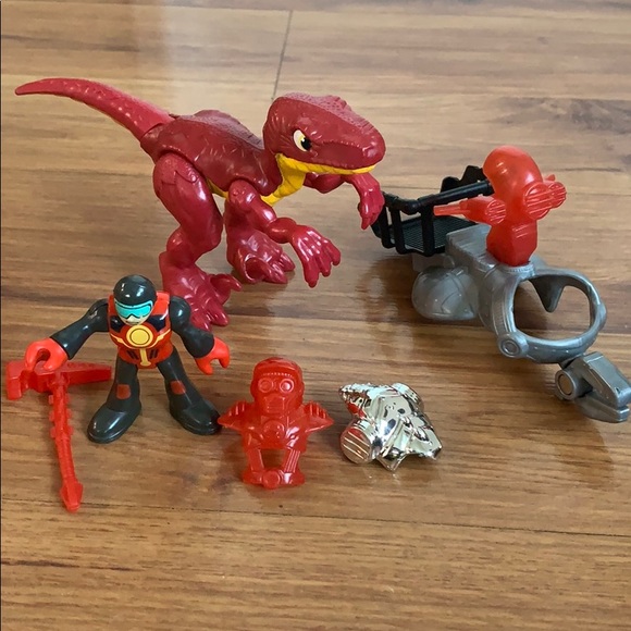 Imaginext RED RAPTOR Dinosaur with Battle Figure - Picture 2 of 2